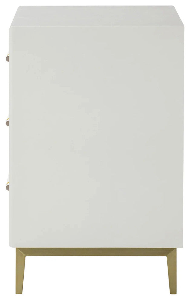 Sonder Living Alice Nightstand 3 Drawer | Emboss Faux Shagreen
