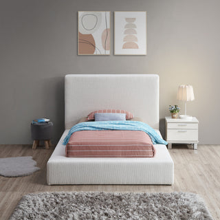 Terra Boucle Fabric Upholstered Bed, Cream, Twin