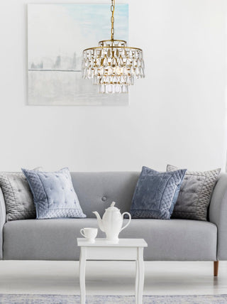 Elegant Lighting 1102D16 Mila 3 Light 16"W Crystal Pendant - Chrome