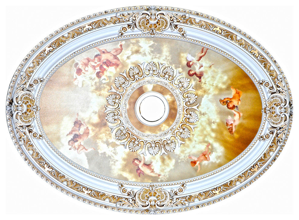 Artistry Lighting, Oval 43"x32" Antique White Ceiling Medallion (ART0811-F1-023)