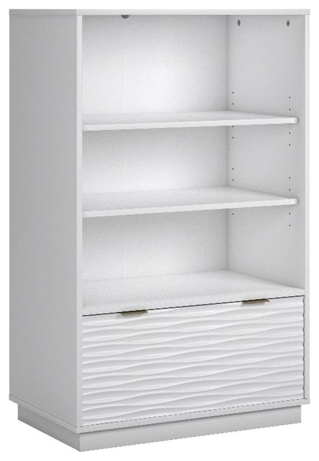 Sauder Morgan Main Contemporary Engineered Wood Bookcase with Drawer in White