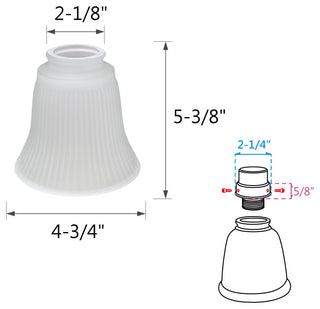 Aspen Creative 23036-4 Replacement Frosted Ribbed Glass Shade 4 Pack