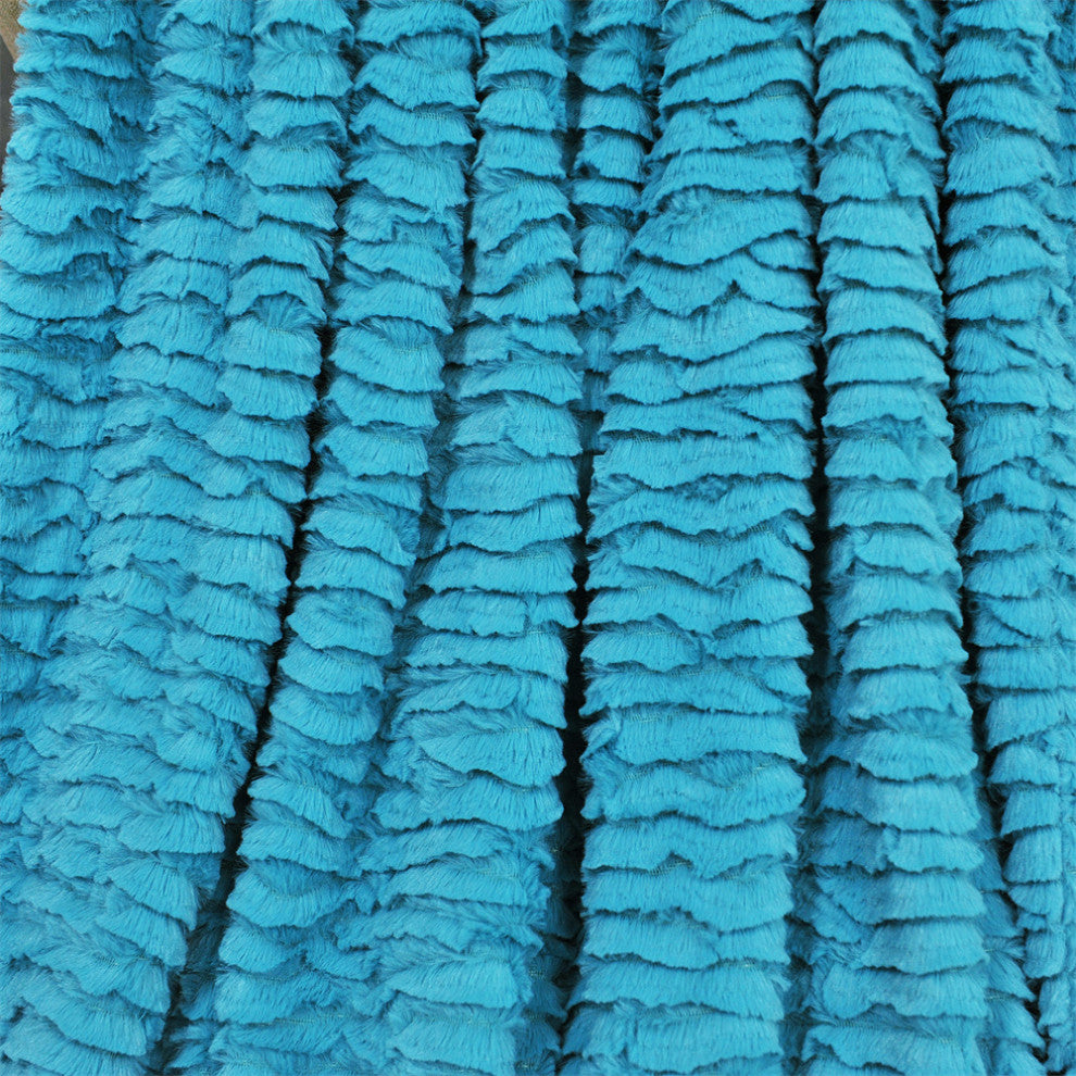 Air Brushed Colleen Oversized Faux Fur Throw Blanket, Baltic Blue, 60x70