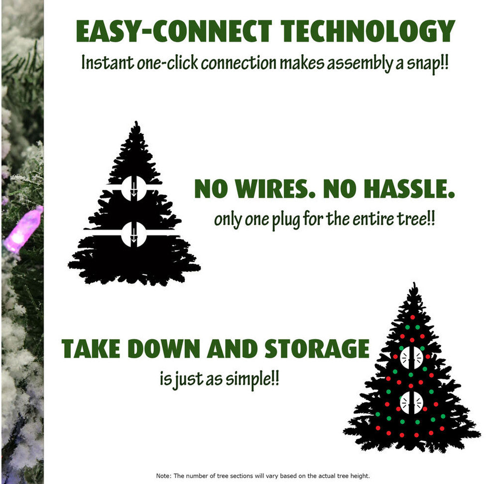 Flocked Snowy Pine Christmas Tree, 12', Smart String Lights