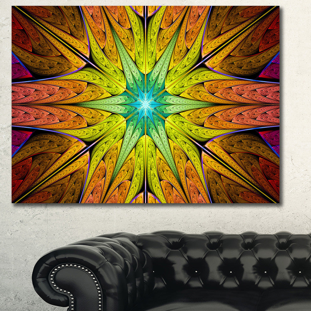 Extraordinary Fractal Yellow Design, Oversized Abstract Canvas Art Print, 60x40