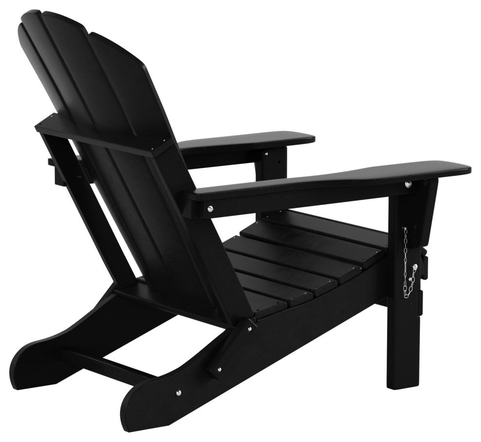 WestinTrends 2PC Classic Adirondack Chair Ottoman Outdoor Patio Conversation Set, Black