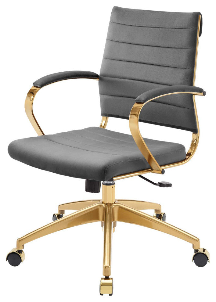 Computer Work Desk Chair, Velvet, Gray, Modern, Home Business Office
