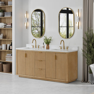Cadiz Bath Vanity, Composite Stone Top, Washed Ash Grey, 72", No Mirror
