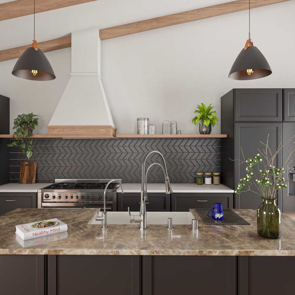 Kitchen Faucet With Black Rubber Stem, Polished Chrome