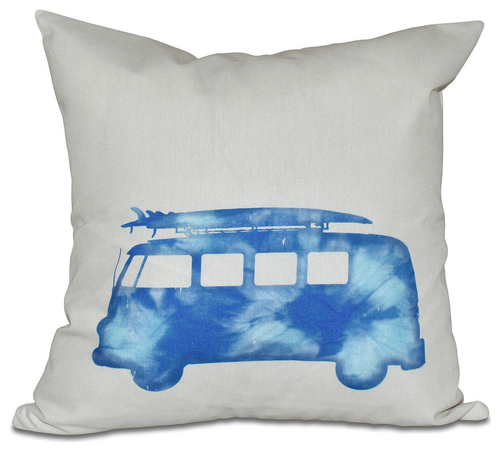 Beachdrive, Geometric Print Pillow, Blue, 18"x18"