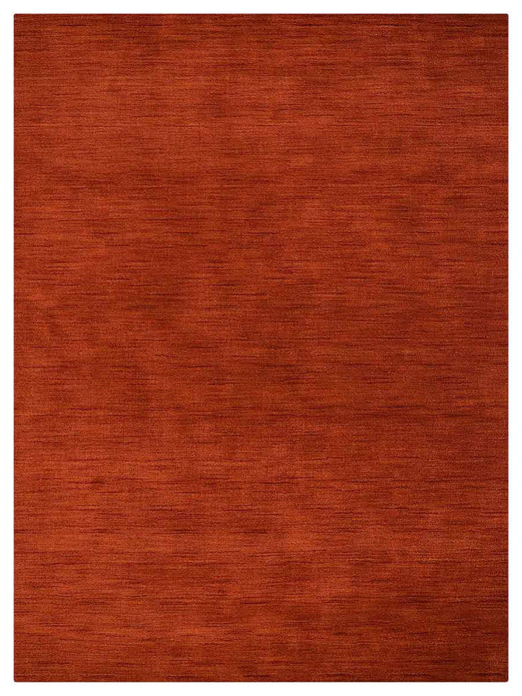 Hand Knotted Loom Wool Area Rug Solid Light Red, [Rectangle] 4'6''x6'6''