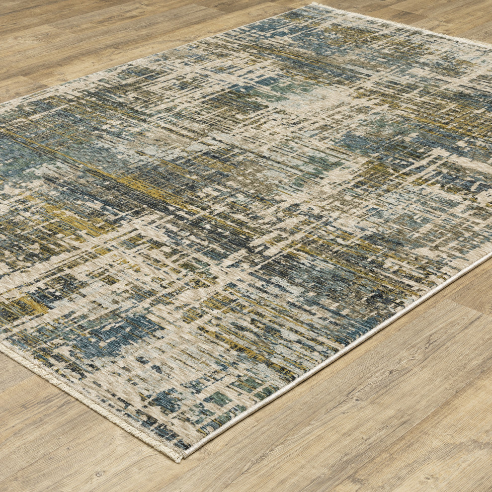 Harlan Modern Mosaic Polyester Area Rug 5'3" x 7'6"