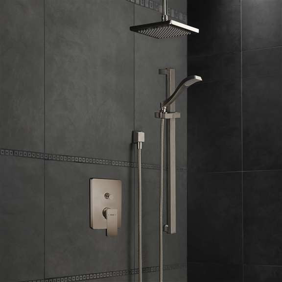 Bravat Ceiling Mounted Square Shower Set, Valve Mixer 3-Way Concealed
