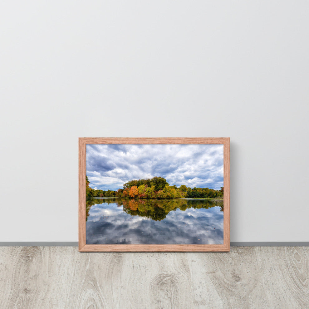 Autumn Reflections Rural Landscape Framed Photo Paper Wall Art Prints, Red Oak, 12" X 16"