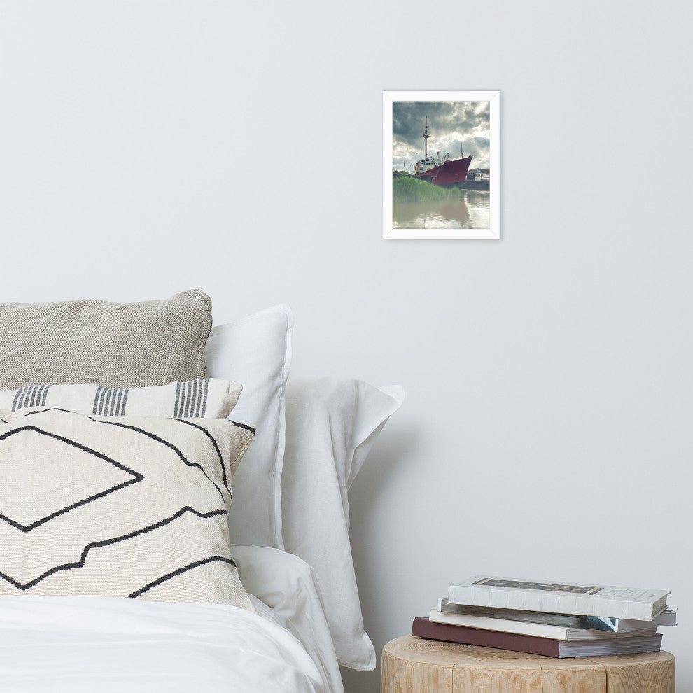 Foggy River Coastal Landscape Framed Photo Paper Wall Art Prints, White, 8" X 10"