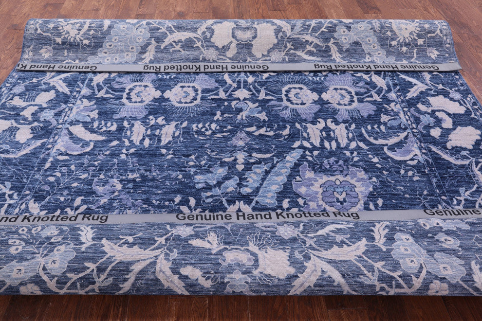 8' Square Modern Hand Knotted Wool Rug - Q13049