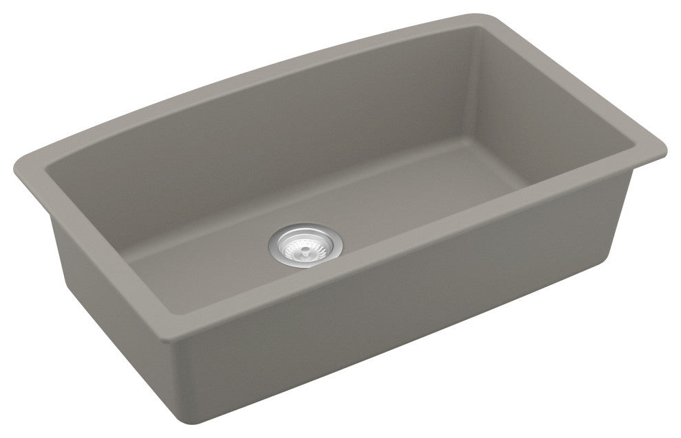 Karran Undermount Quartz Composite 32" Single Bowl Kitchen Sink, Concrete