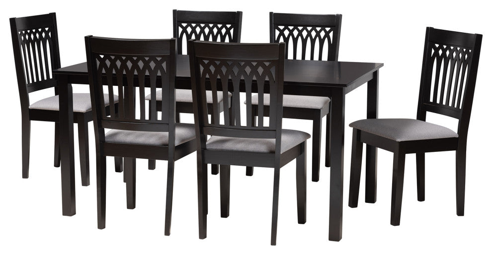Marsala Modern Collection, Gray/Dark Brown, 7-Piece Dining Set