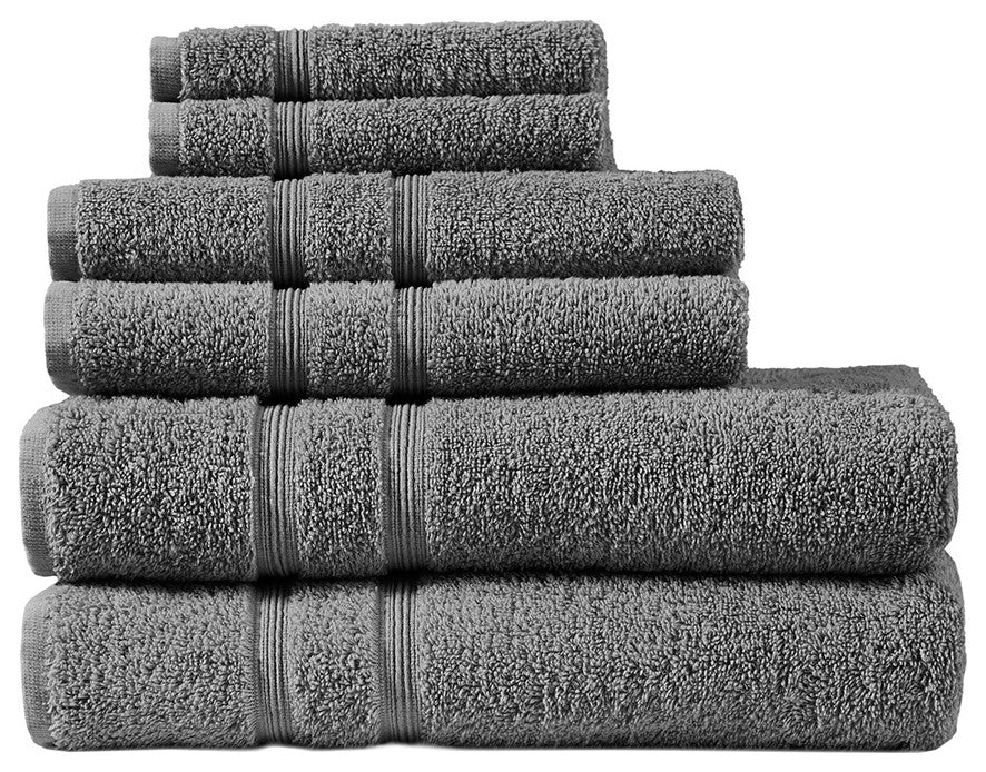 510 Design Aegean Turkish Cotton 500gsm 6-Piece Bathroom Towel Set, Dark Grey
