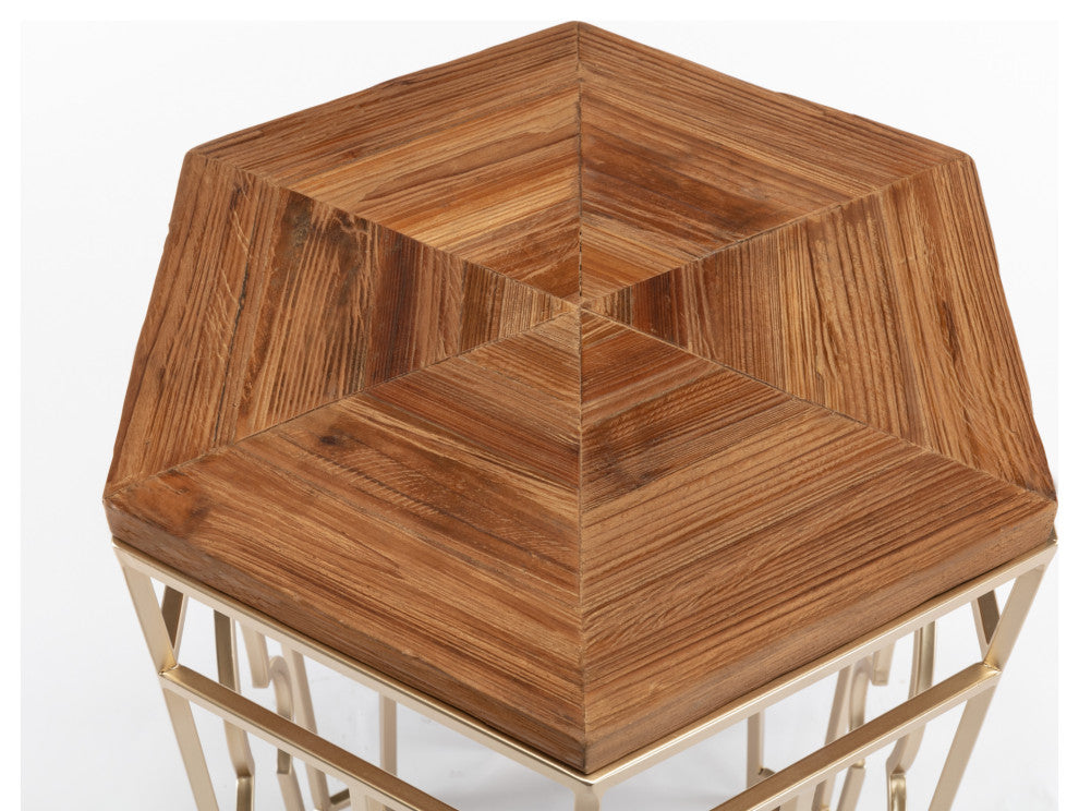 Boraam Genevieve Nesting Tables, Gold and Natural