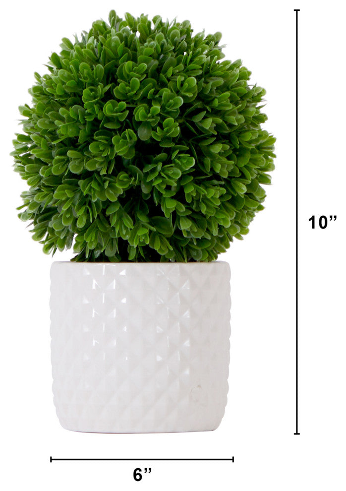 10in. Artificial Boxwood Topiary Plant with Decorative Planter