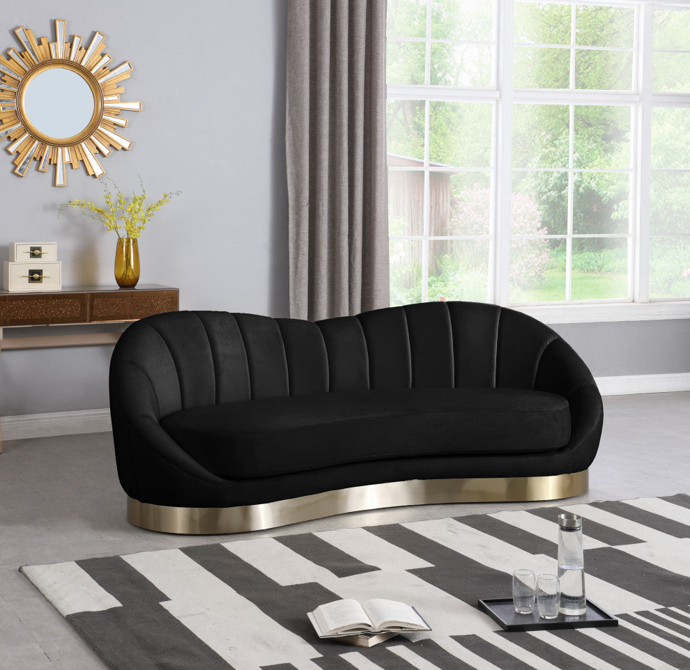 Shelly Velvet Upholstered Sofa, Black