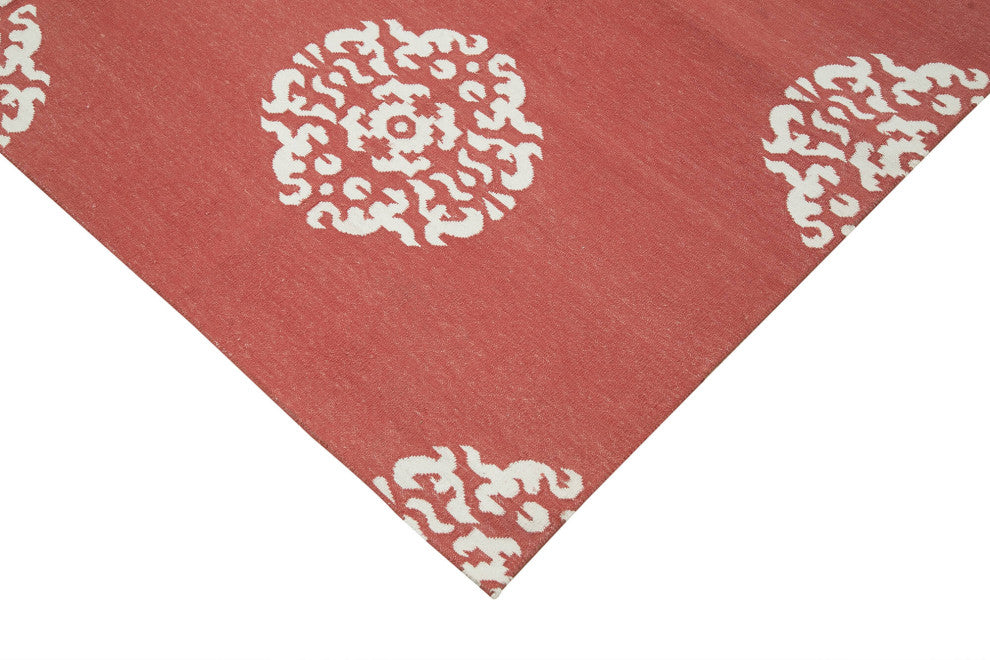 Rug N Carpet - Handmade Wool 6' 1'' x 8' 11'' Geometric Dhurrie Kilim Rug