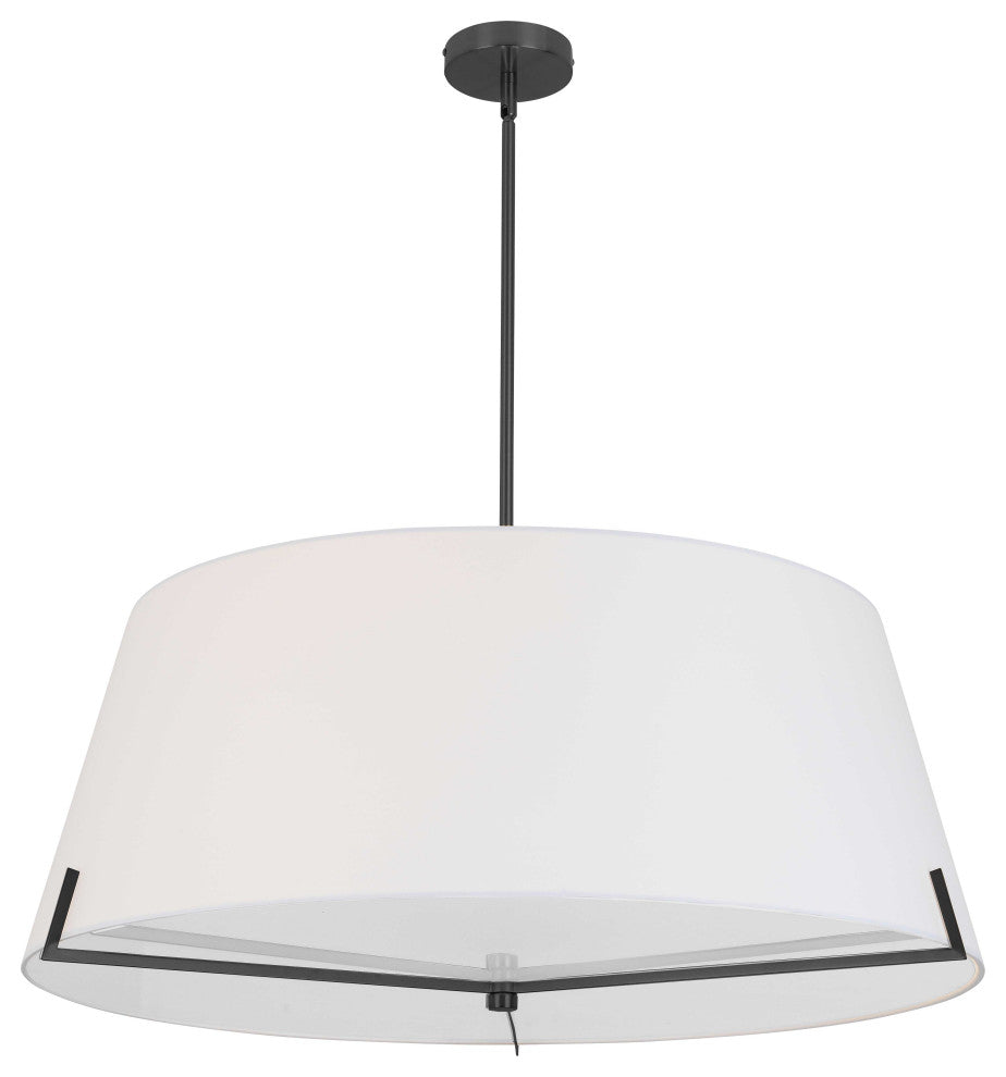 Preston Contemporary 4 Light White Matte Black Fabric Pendant