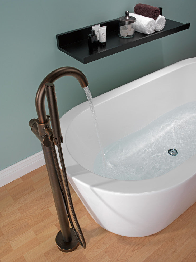 Delta Trinsic Contemporary Floor Mount Tub Filler Trim, Venetian Bronze