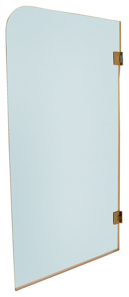 Frameless Tub Shower Door 60"x30" Low Iron, Polished Stainless Steel, Round Corn