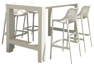 Vegas Air 5-Piece Bar Set With 39"-55" Extendable White