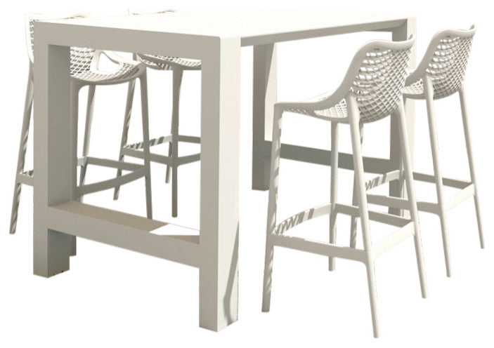 Vegas Air 5-Piece Bar Set With 39"-55" Extendable White