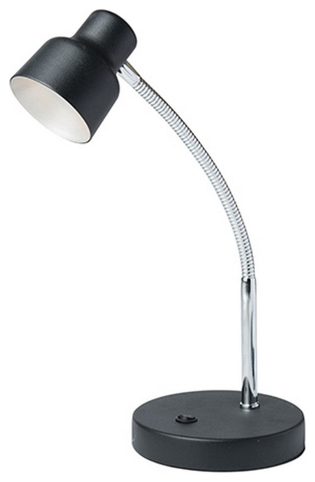 Benzara BM240379 Table Lamp With Adjustable Goose Neck and Shade, Black