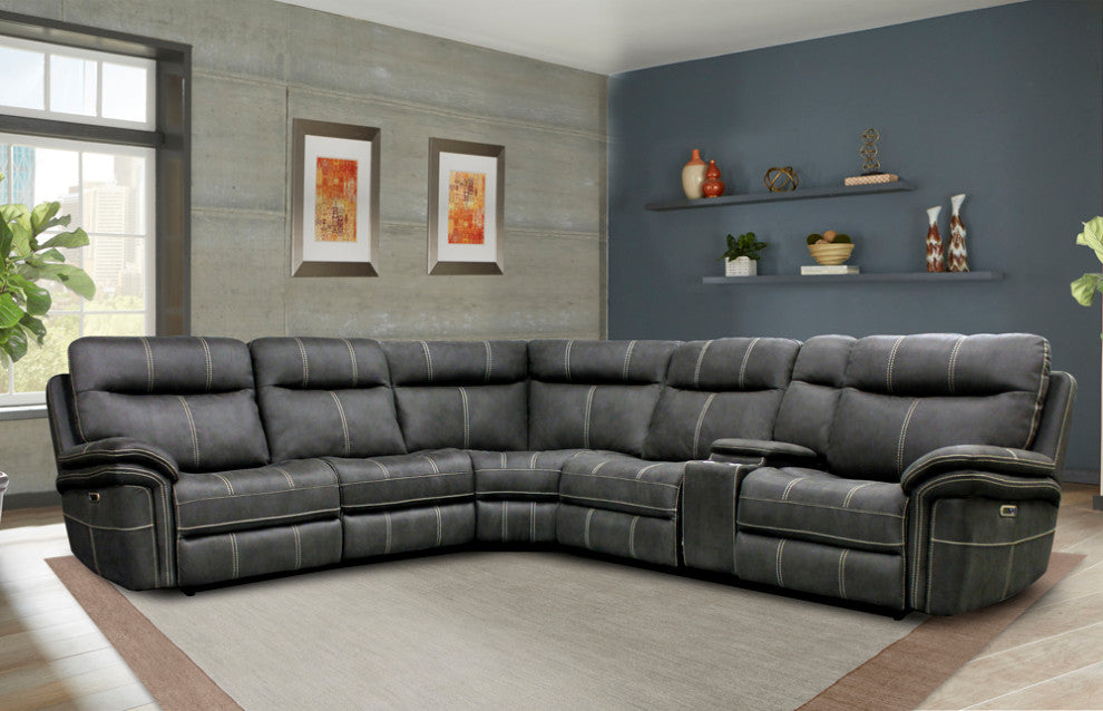 6 Piece Modular Power Reclining Sectional With Power Adjustable Headrests