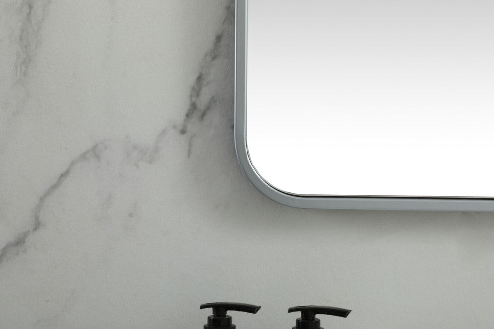 Ellis Soft Corner Metal Square Mirror 24x24 Inch, Silver