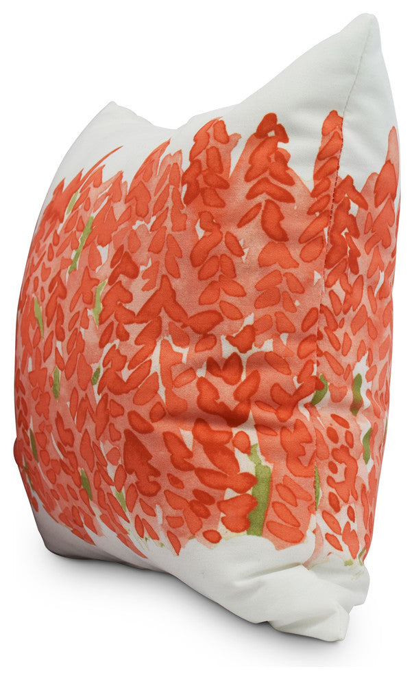 Flower Bell Bunch Decorative Floral Throw Pillow, Orange, 16"