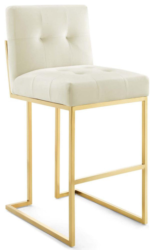 Privy Gold Stainless Steel Performance Velvet Bar Stool Set of 2 - Gold...