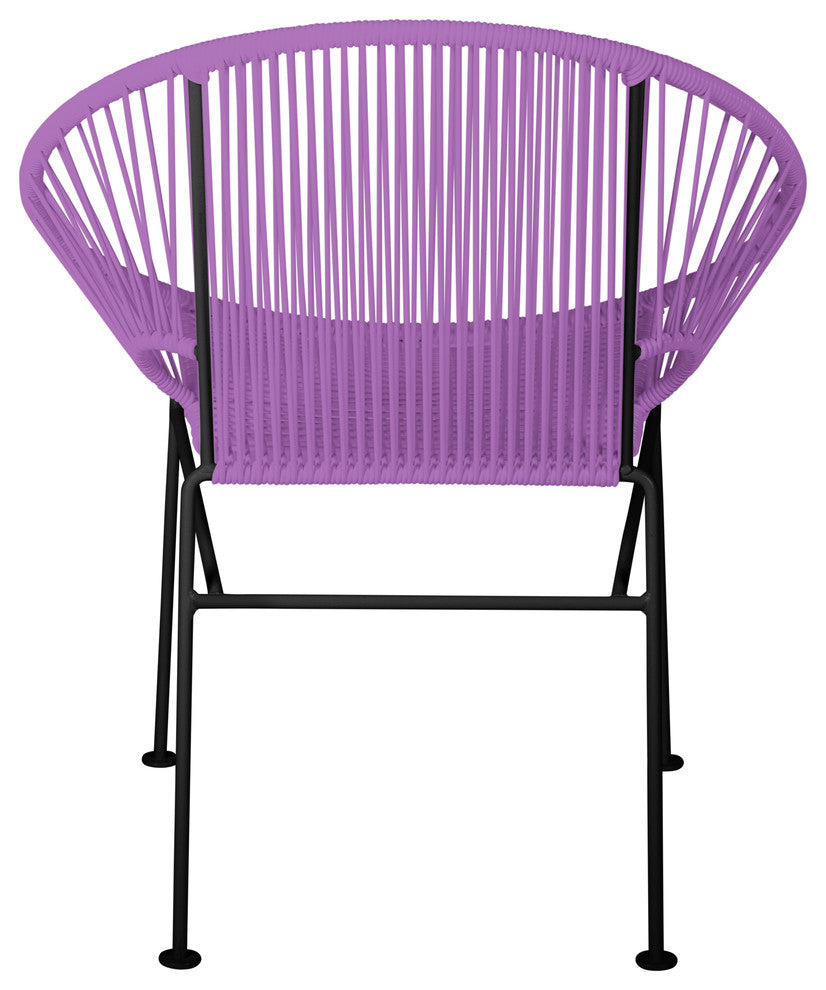 Concha Indoor/Outdoor Handmade Dining Chair, Orchid Weave, Black Frame
