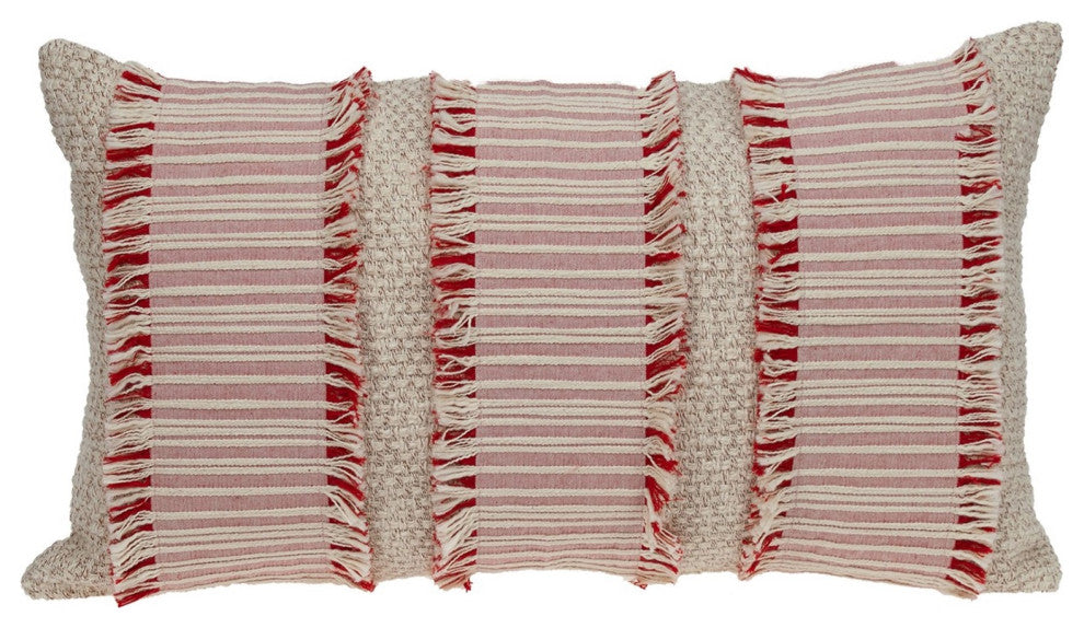 Boho Beige and Pink Throw Pillow