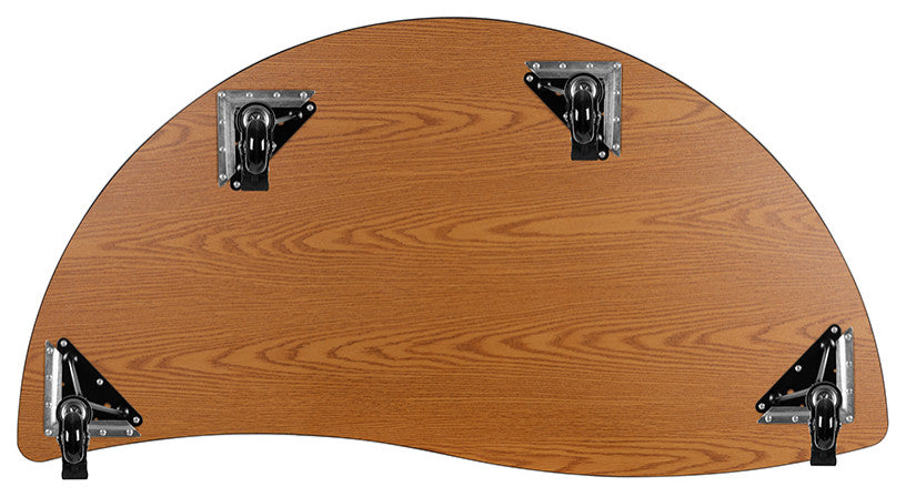 Mobile 60" Half Circle Wave Activity Table, Standard Adjustable Legs, Gray