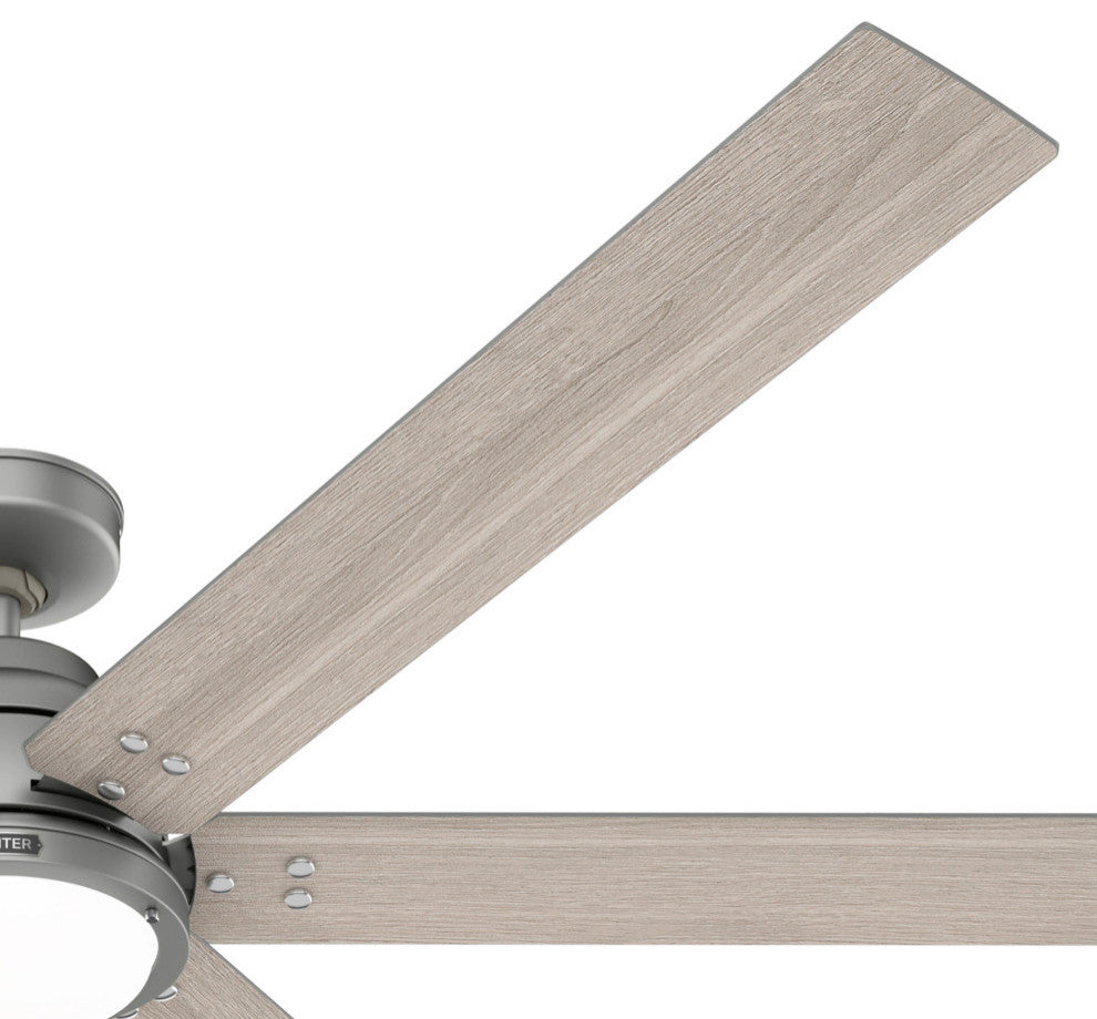 WiFi Gravity Ceiling Fan, LED Light Kit and Handheld Remote, Matte Silver, 72"