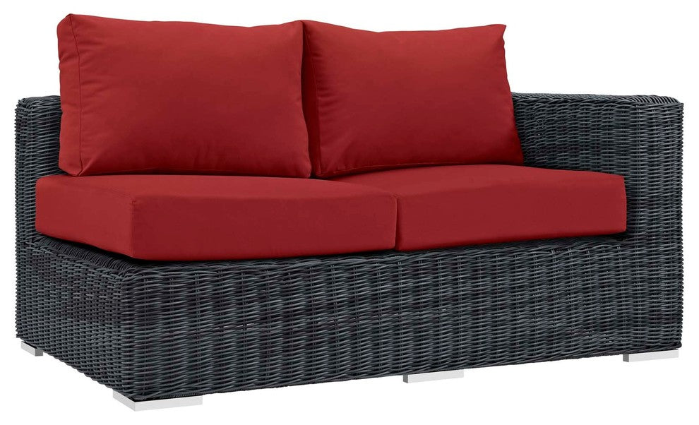 Summon Outdoor Patio Sunbrella Right Arm Loveseat, Red