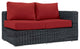 Summon Outdoor Patio Sunbrella Right Arm Loveseat, Red