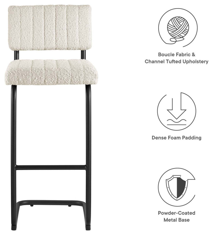 Parity Boucle Bar Stools, Set of 2, Black Ivory