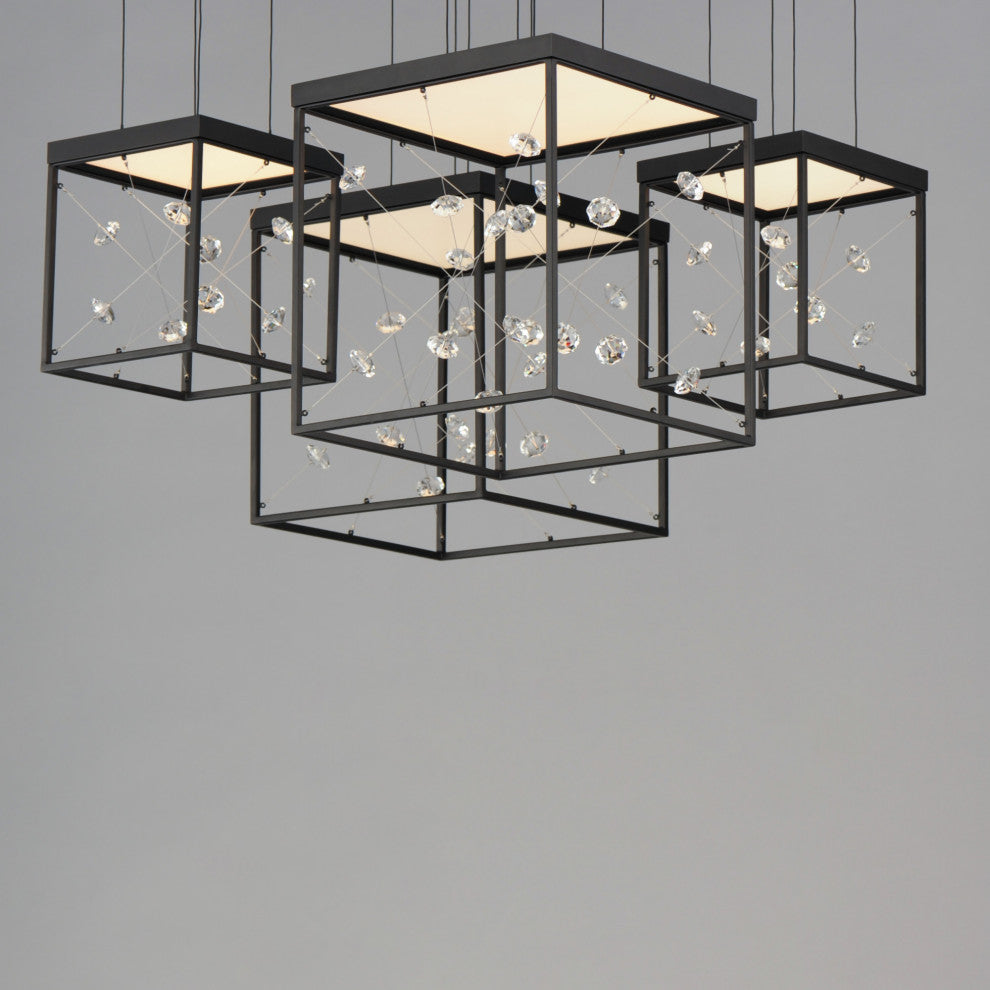 ET2 E21254-20 Entanglement 28"W LED Crystal Abstract Chandelier - Black