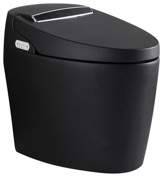 Modern Smart One-Piece 1.28 GPF Floor Mount Automatic Toilet & Bidet with Seat, Black, Automatic