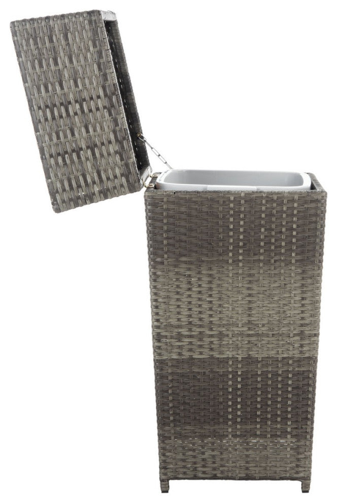 Safavieh Outdoor Mazeli Trash Bin Grey Brown
