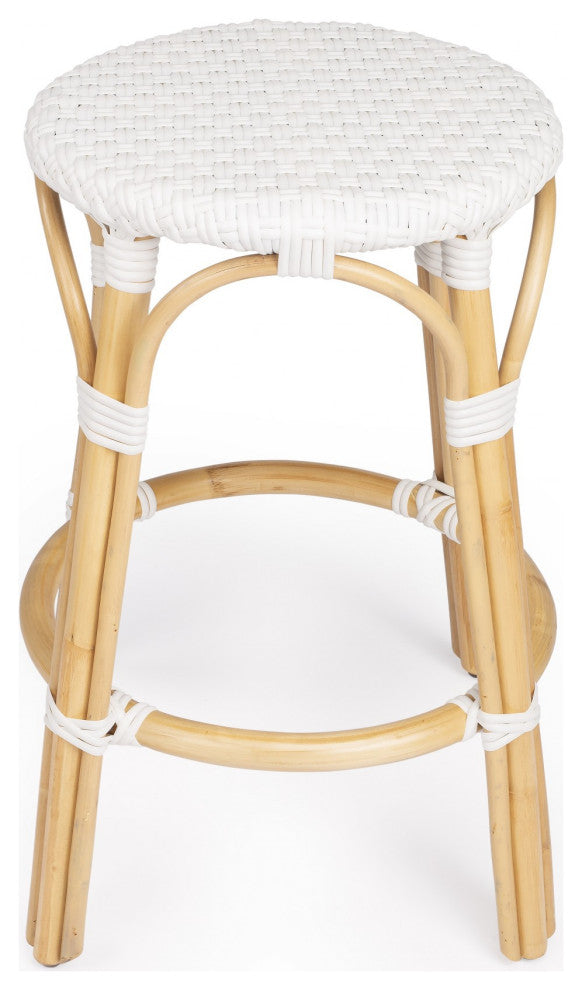 White Rattan Counter Stool