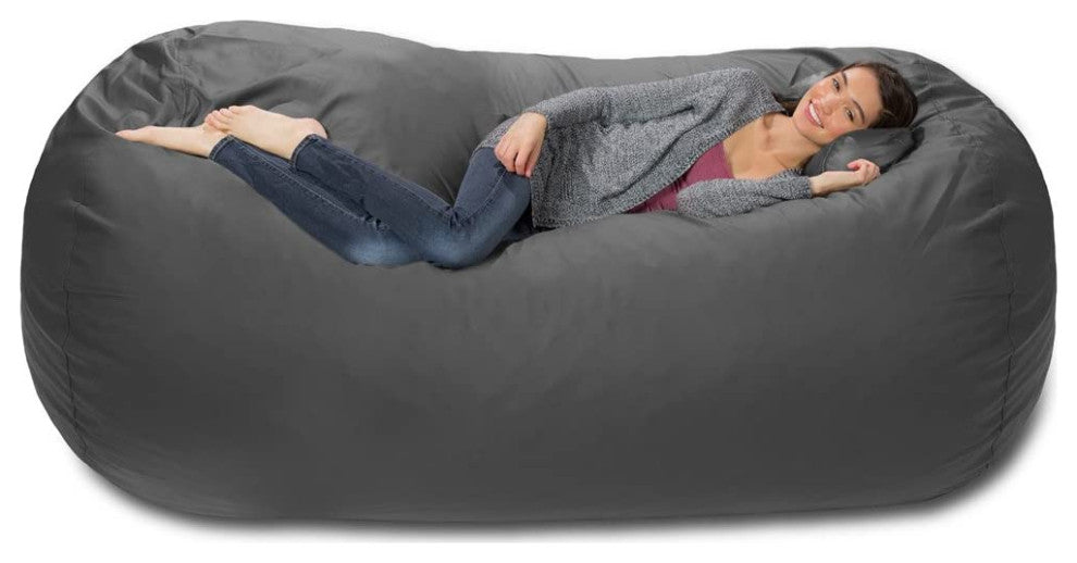 Comfortable Bean Bag Chair, Memory foam With Washable Faux Leather Cover, Grey
