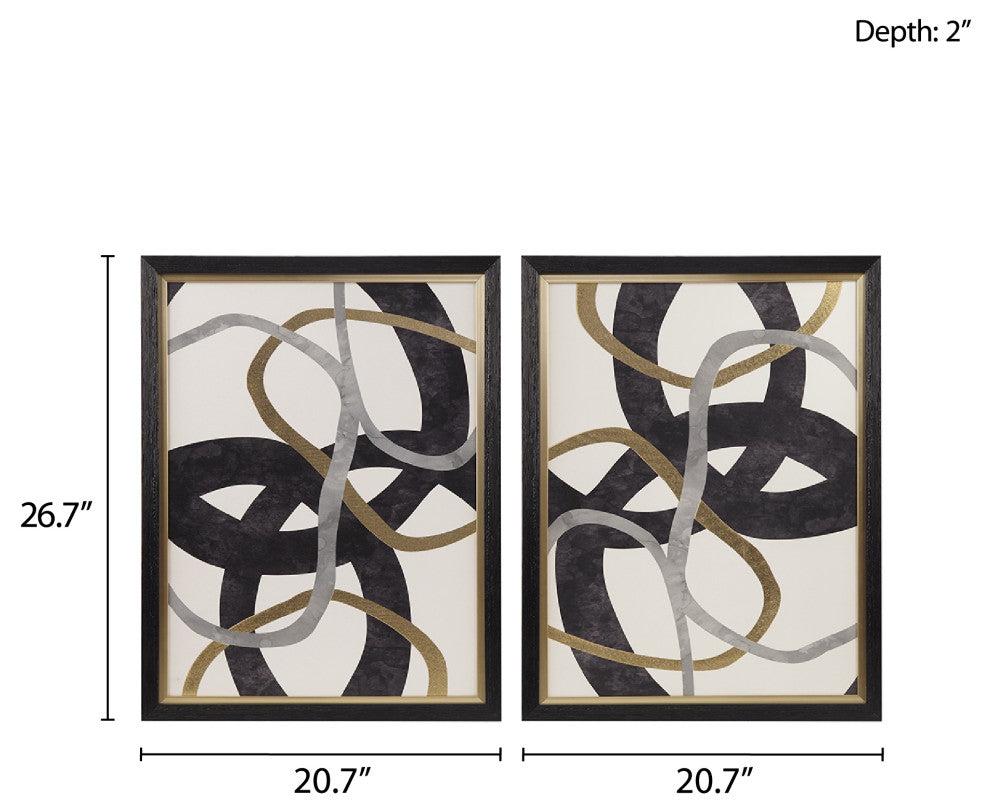 Madison Park Moving Midas Gold Foil Abstract 2-piece Framed Canvas Wall Art Set